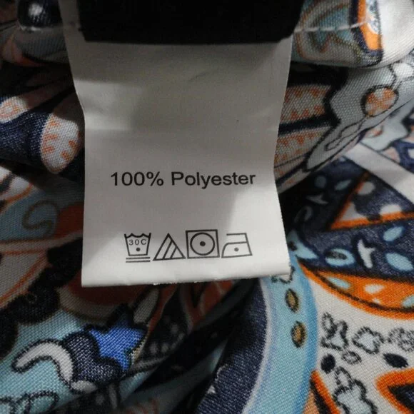 Shein Curve Boho Chic Dress Exotic Blue Orange Shirred bodice Women's Size 1X - Picture 8 of 9